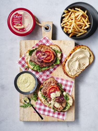 Steak sandwich with Obela Hommus dressing